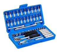 HSEAMALL 53-Piece Socket Wrench Set, 1/4" Drive Ratchet Tool Kit with Extension Bars, Universal Joint & Screwdriver Bits, CR-V Steel Socket Set for Car Repair, Furniture Assembly & Home DIY