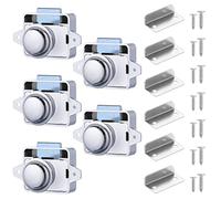 HSEAMALL 5PCS Push Button Latch Locks, Cabinet Drawer Catch Locks Cupboard Keyless Door Lock Knob for Caravan Motorhome Camper Van Boat,Chrome