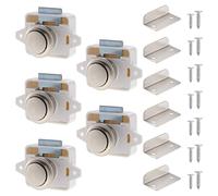 HSEAMALL 5PCS Push Button Latch Locks, Cabinet Drawer Catch Locks Cupboard Keyless Door Lock Knob for Caravan Motorhome Camper Van Boat,White and Nickel