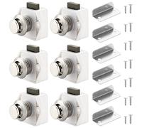 HSEAMALL 6PCS Push Button Latch Locks, Cabinet Drawer Catch Locks Cupboard Keyless Door Lock Knob for Caravan Motorhome Camper Van Boat,White