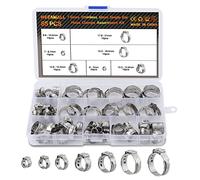 HSEAMALL 85PCS Jubilee Clips Hose Clamps Assorted Kit, Stainless Steel Single Ear Stepless Pipe Clamps 7-21mm, for Fuel Line, Radiator, Automotive Tubing, Pool & Garden Hose