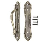 HSEANWWW Heavy Duty Pull and Sliding Barn Door Pull Handle Bronze Set Large Rustic Two-Side Design for Gates Garages Sheds Furniture Solid Alloy Material Antique Door Handle (1)