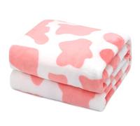 HSEEC Cow Print Plush Pink Throw Blanket - Soft Fleece Flannel, Lightweight, 40x50 inch, Cute Couch Bedding for Kids Teens Adults