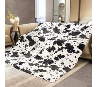 HSEEC Fleece Blanket for Bed and Sofa - Soft and Comfortable Blanket - Cow Print - 274 x 228 cm