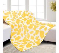HSEEC Yellow Plush Blanket Throws Cow Print Blanket Soft Fleece Flannel Small Throw Blanket for Couch 60 x 80 inch