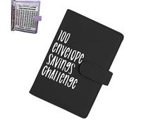 HSEECR 100 Envelopes Saving Challenge Binder - Money Saving Wallet with Cash Envelopes, Fun Budget Challenges for Money, Easy Budget Binder Organizer for Couples,Offices, Home, School (Black)