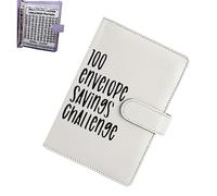 HSEECR 100 Envelopes Saving Challenge Binder - Money Saving Wallet with Cash Envelopes, Fun Budget Challenges for Money, Easy Budget Binder Organizer for Couples,Offices, Home, School (White)