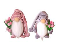 HSEECR 2PCS Mother's Day Gnome Faceless Doll Gifts - Handmade Tulip Spring Gonks Faceless Doll Mothers Day Decorations, Swedish Gnome Plush Elf Standing Post for Mom Grandma Birthday