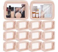 Hsei 12 Pcs Clear Makeup Bags Diaper Bag Organizer Travel Toiletry Bags with Zipper Clear Cosmetic Organizer Car Storage Pouch Bridesmaid Gift for Women Beach Vacation (Skin Tone)