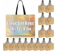 Hsei 15 Pcs 18×13×4.7in Extra Large Glossy Gift Bags with Handles Reusable Goodie Bags, for Birthday, Wedding, Holiday, Party, Valentine's Day, Mother's Day