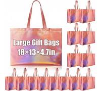 Hsei 15 Pcs 18×13×4.7in Extra Large Glossy Gift Bags with Handles Reusable Goodie Bags, for Birthday, Wedding, Holiday, Party, Valentine's Day, Mother's Day