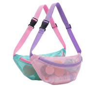 Hsei 2 Pcs Mesh Shell Bags for Beach Shelling Seashell Collecting Fanny Pack Beach Bags with Adjustable Straps for Adults Picking up Shells Rocks Collecting Holding Seashells(Pink,Green)