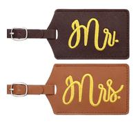 Hsei 2 Pcs Mr and Mrs Luggage Tags Deep and Light Tags Wedding Gift for Couples 2026, Engagement Gift for Couples, Bridal Shower Gift for Newlyweds Travel Necessities, Light and Dark Brown