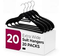Hsei 20 Packs Wide Shoulder Velvet Suit Hangers 360 Rotating Hooks Bulk Non-Slip Space Saving Closet Organizer for Men Women Coat Shirts Skirts(Black)