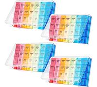 Hsei 4 Pack Pill Organizer Monthly XL Large Weekly Pill Organizer 4 Times a Day Box 7 Day Moisture Proof 4 Weeks Case Large(8.2 x 4.6 x 1.2 Inch)