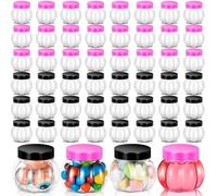 Hsei 50 Pcs 5 Oz/ 150 ml Plastic Pumpkin Candy Jars Halloween Large Candy Bowl Fall Thanksgiving Jar with Lids Plastic Pumpkin Containers for Halloween Party Decoration (Hot Pink,Black)