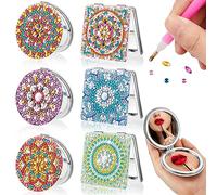 Hsei 6 Pcs Diamond Mirror Portable DIY Diamond Kit for Home Office Wall Christmas Decoration Crafts Birthday Gifts Beginner Adult Art(Elegant)