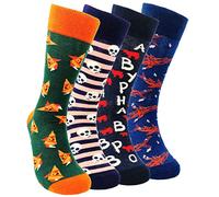HSELL Mens Fun Patterned Dress Socks - Funny Novelty Crazy Design Cotton Socks - - Medium