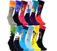 HSELL Mens Funny Pattern Dress Socks Crazy Design Cotton Socks Novelty Gifts for Men, 12 Pairs - Artists Assorted, One Size