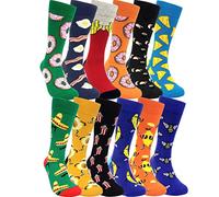 HSELL Mens Funny Pattern Dress Socks Crazy Design Cotton Socks Novelty Gifts for Men, 12 Pairs - Donuts, One Size