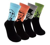 HSELL Mens Funny Pattern Dress Socks Novelty Crazy Pop Design Cotton Socks Gifts for Men, 4 Pairs - Founding Fathers, One Size