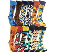HSELL Mens Socks Funny Pattern Crazy Design Cotton Gift for Men 12 Pairs - Colourful Patterned Assorted One Size, 12 Pairs - Colourful Patterned Assorted, One Size