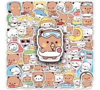 HsentimenH Bubu Dudu 110 Pieces Kawaii Panda Stickers, Multicolor, PVC, Cartoon Style, Sticker Set for Laptops, Skateboards, Scrapbooks, Water Bottles, Kids