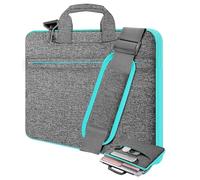 HSEOK Laptop Case 15.6 inch Shoulder Bag, Durable Shockproof Protective Computer Carrying Briefcase with Multi-Pockets and Strap Compatible with Most 15.6 inch Notebooks,Dark gray-blue