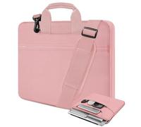 HSEOK Laptop Case 15.6 inch Shoulder Bag, Durable Shockproof Protective Computer Carrying Briefcase with Multi-Pockets and Strap Compatible with Most 15.6 inch Notebooks,Pink