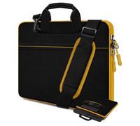 HSEOK Laptop Case 15.6 inch Shoulder Bag, Durable Shockproof Protective Computer Carrying Briefcase with Multi-Pockets and Strap Compatible with Most 15.6 inch Notebooks,Black yellow