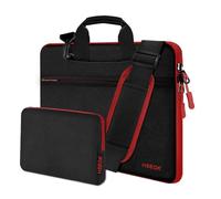 HSEOK Laptop Shoulder Bag 13-14 inch Shockproof Water-Resistant HandBag with Small Case Compatible with MacBook Pro/Neo 14" M5/M4/M3/M2/M1, Mac Air/Pro 13.3", XPS 13/14, Most 13"-14" PC,Red Zipper