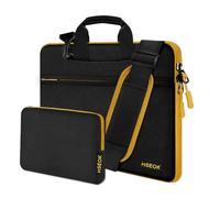 HSEOK Laptop Shoulder Bag 13-14 inch Shockproof Water-Resistant HandBag with Small Case Compatible with MacBook Pro/Neo 14" M5/M4/M3/M2/M1, Mac Air/Pro 13.3", XPS 13/14, Most 13"-14" PC,Black-yellow