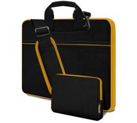 HSEOK Laptop Shoulder Bag 15.6-16 inch Case,Water-Resistant Shockproof Computer Handbag with Small Case Compatible with MacBook Pro/Neo 16",Mac Air 15 M5, XPS 15/16 and most 15.6-16 PC,Black-yellow