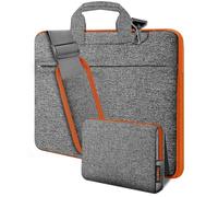 Hseok Laptop Shoulder Bag 17-17.3 inch Case, Durable Shockproof Protective Briefcase with Multi-Pockets Compatible with Lenovo Most 17-17.3 inch HP Acer Dell ASUS MSI Notebooks,Dark gray-orange