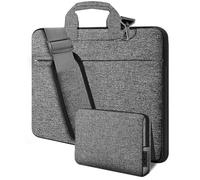 Hseok Laptop Shoulder Bag 17-17.3 inch Case, Durable Shockproof Protective Briefcase with Multi-Pockets Compatible with Lenovo Most 17-17.3 inch HP Acer Dell ASUS MSI Notebooks,Dark gray-black