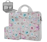 HSEOK Slim Laptop Case 13-14 inch Briefcase with Small Case Compatible with MacBook Pro 14" M3 M2 M1 2024-2021, All Model 13.3" MacBook Air/Pro, XPS 13/14 Most 13"-14" Notebooks,Butterfly