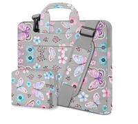 HSEOK Slim Laptop Shoulder Bag 13-14 inch HandBag with Small Case Compatible with MacBook Pro 14" M4/M3/M2/M1 2025-2021, 13.3" Mac Air/Pro, XPS 13/14 and Most 13"-14" Notebooks,Butterfly