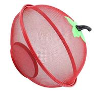 HSETHOA Covered Metal Mesh Fruit Basket with Lid, Countertop, Red | Decorative Fruit Holder, Metal Mesh Basket for Countertop Kitchen Table Bread Storage Display