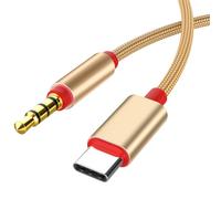 HSETHOA Type-C Cable with 3.5 Mm Male Input Connector Layout, Gold | Type-C Source to 3.5 Mm Input, Direct Male-to-Male Connection, Single Cable Included in the Package