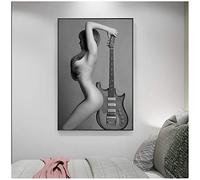 HSFFBHFBH Posters and Prints Modern Nude Art Wall Art Canvas Painting Sexy naked Girl with Guitar Pictures for Living Room Home Decor 40x60cm(16"x24") No Frame