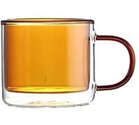 HSFS Beer Mug Glass 250ml Double Wall Glass Cup Beer Coffee Cylindrical Milk Cups Heat Resistant Drink Mug Tea Mugs Transparent Drinkware Household Stained Glass Cup with Handle Beer Mug Glass