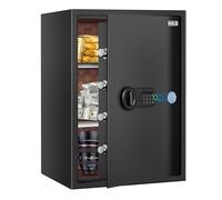 HSGCJS Large Fingerprint Safe - 3.02 Cubic Feet,Biometric Fingerprint Home Safe Box with Digital Keypad,Security Safe with Induction Light and Leather, Money Box for Jewelry Cash Document Valuables