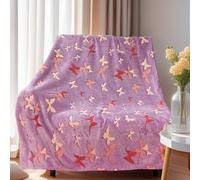 HSGLGNA Glow in The Dark Unicorn Blanket for Girls,Super Soft Fuzzy Plush Flannel Furry Fleece Blanket Bed,Sofa,Birthday Unicorn Gifts (Butterfly, 130 x 150 cm)