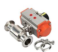 HSH-Flo Sanitary Stainless Steel 304 Tri-Clamp Ferrule Type Double Acting Pneumatic Ball Valve (1 inch Φ25)