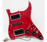 HSH Prewired Strat Pickguard Set Coil Split Humbucker Pickups Loaded Strat Pick guard Guitar Mute Switch Output Mute Switch for Fender American/Mexican Stratocaster Style Guitar (red)