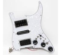 HSH Prewired Strat Pickguard Set Coil Split Humbucker Pickups Loaded Strat Pick guard Guitar Mute Switch Output Mute Switch for Fender American/Mexican Stratocaster Style Guitar (White Pearl)