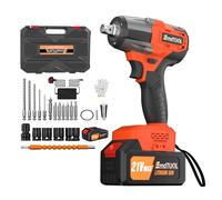 HSHa 450N.m Cordless Impact Wrench High Torque, Brushless Impact Wrench with 6.0 Battery and Charger, Power Battery Impact Gun 1/2 Inch Driver, Electric Wrench for Car Tire Truck RV, Orange