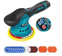 HSHa Cordless Mini Car Polisher, Dual Action Cordless Car Polisher 5.8 Inch, 8 Variable Speeds, 2 x 2.0Ah Battery, Lightweight Polishing Machine with 27pcs Attachments