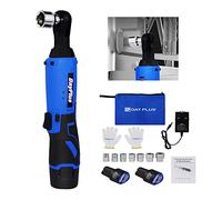 HSHa Electric Ratchet Wrench Cordless Ratchet Wrench with 2300RPM 3/8" Output Shaft, 7 Sockets Compact Right Angle Wrench DIY Tool Ratchet Wrench Set, 2x1500mAh Battery