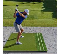 HSHBGS Dual Turf Golf Mat, Hitting Mat for Practice Indoor/Outdoor, 9 Tees for Driving Range, 4x5/5x5FT, Portable Golf Training Mat for Home Backyard Garage(4x5FT(120x150cm),20MM)